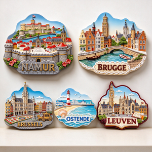 Personalisierter Belgien-Karten-Kühlschrankmagnet mit Belgien-Löwenemblem, Touristen-Souvenir, geprägter Harzmagnet - Product Image 2