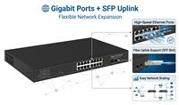 Switch Gigabit PoE 16 Port Grosir dengan 2 Uplink SFP, Anggaran Daya 300W, VLAN QoS Terkelola L2 untuk CCTV & AP Nirkabel