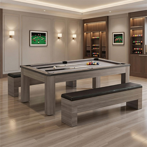 <span class=keywords><strong>Table</strong></span> de billard 3-en-1 personnalisée S.Q.F avec poches en cuir, cadre en bois, plateau de poker et de ping-pong de luxe pour salle de jeux intérieure - Product Image 2