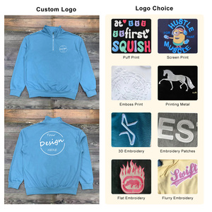 Sudadera holgada de felpa francesa 380 GSM con estampado en relieve personalizado de alta calidad, jersey con cremallera de cuarto de cuello levantado para hombre - Product Image 2