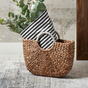 Bolso de almacenamiento tejido jacinto de agua de gran capacidad de diseño básico ligero con logotipo personalizado OEM de moda aceptado para mujeres - Product Image 3