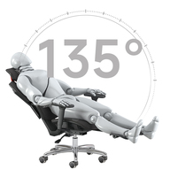 Chaise de bureau ergonomique avec base en aluminium, dossier haut en mesh, pivotante, chaise de direction avec soutien lombaire et accoudoirs 5D
