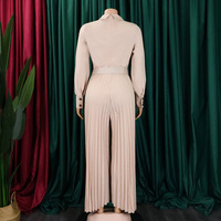Combinaison d'hiver pour femme C8504, design tendance, ample, plissée, à jambes larges, élégante, pour le bureau, à manches longues, avec ceinture