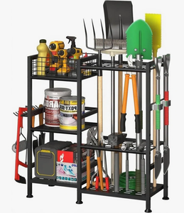 Étagère de rangement pour outils de jardin, support de rangement en métal robuste pour garage, organisateur pour outils de jardin et outils électriques - Product Image 1