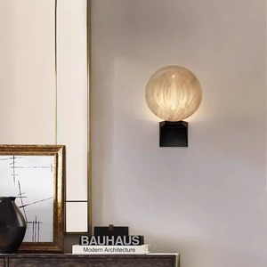 Lampe murale en marbre naturel de style italien, Source de lumière Led, Base d'ampoule E27, 220V, pour salon, chambre à coucher, balcon - Product Image 2