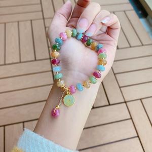 Piedra curativa para mujer, regalo de Año Nuevo, joyería optimizada, <span class=keywords><strong>pulsera</strong></span> con cuentas de turmalina con abalorios de Calcedonia, <span class=keywords><strong>pulsera</strong></span>, joyería - Product Image 3