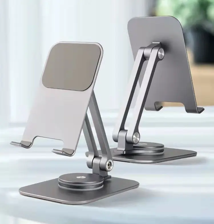 Angle Adjustable Aluminum Cell Phone Stand Portable Swivel Tablet Stand 360 Rotating Tablet Stand for Desk