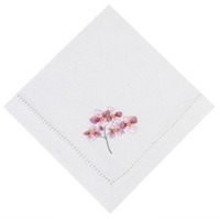Servilletas de Lino con Dobladillo, Bordadas a Mano con Hortensias, Servilletas de Tela Florales, Decoración de Mesa de Lujo para Banquetes de Boda