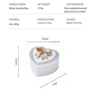 Boîte à bijoux <span class=keywords><strong>en</strong></span> alliage de zinc <span class=keywords><strong>en</strong></span> forme de cœur, style Art Déco, avec émail et cristaux, pour la remise des diplômes et les mariages, boîte de rangement et de cadeaux écologique - Product Image 2