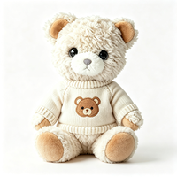 Ours en peluche personnalisé beige clair, moelleux, avec pull tricoté et broderie d'ours, jouet animal en peluche mignon et doux