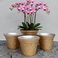 Pot de fleurs de designer WOJU, style moderne, en PP, écologique, léger, durable, grand format, électroplaqué, sculpté à la main, pour balcon et jardin