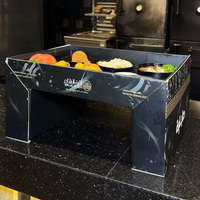 Boîte à compartiments personnalisée pour pâtisseries arabes du Ramadan avec couvercle convertible et plateau de service intégré pour table