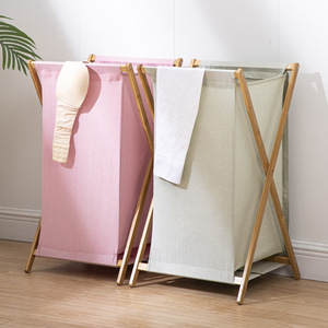 Collapsible Laundry <b>Basket</b> Canvas <b>Foldable</b> Rectangle Standing Type For Bathroom Clothing Organizer - Product Image 2