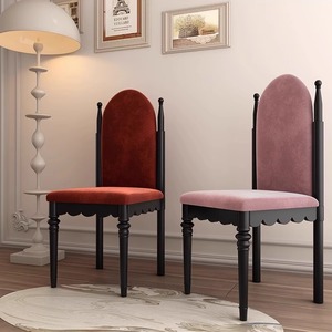 Chaise de salle à manger en bois massif, rembourrée en velours, dossier haut, style rétro français, chaise design pour salon - Product Image 3