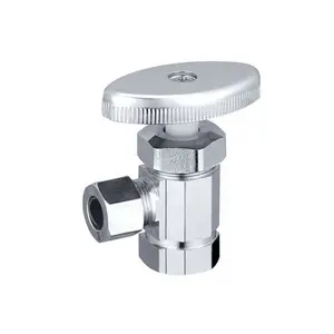 Compression style shut-off brass angle valves with classic oval handles