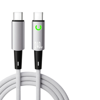 Kabel Tipe C ke Tipe C 240W PD dengan Indikator LED Mati Otomatis, Kabel Pengisian Cepat Berbahan Nilon Kepang, Chip Pintar untuk Ponsel Laptop