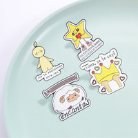 Lot de 4 épingles en émail mignonnes avec citations espagnoles, motifs étoile, mouton, couronne, citron, broches de dessin animé pour la décoration de sacs à dos