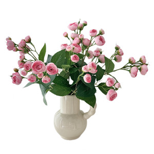 Yasunobu – Bouquet de fleurs de camélia artificielles, 12 bourgeons de thé, fleurs en soie rose pour décoration de la maison, accessoires de photographie de mariage - Product Image 5