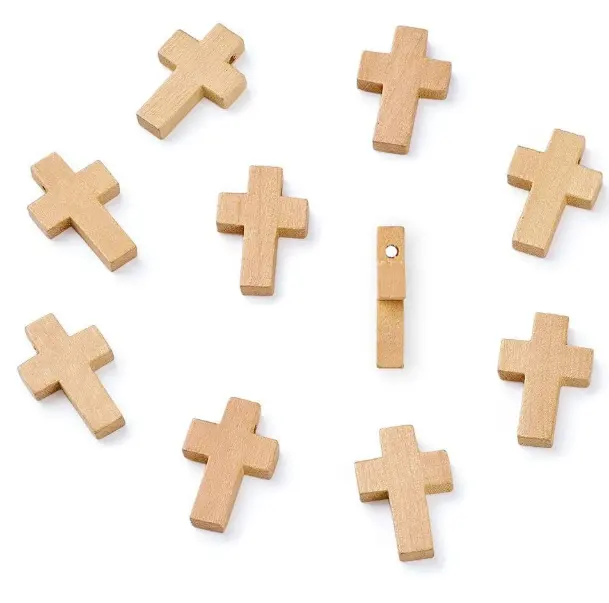 Wooden crafts Natural Unfinished Wood Cross Pendants Beads for Crafts & DIY Jewelry Projects