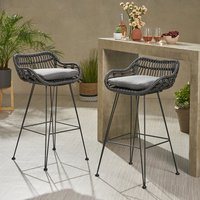 Chaise de bar YILIN moderne en rotin PE pour restaurant, jardin, parc, mobilier d'extérieur en corde tressée avec cadre en fer, taille personnalisable