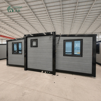 Maison conteneur modulaire préfabriquée, maison conteneur extensible à double aile préfabriquée pour hôtel, villa ou zone touristique