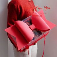 Boîte cadeau en carton recyclable avec lamination mate, doublée de papier sulfurisé, pour fleurs, fruits et gâteaux, transparente, pour mariage, vente en gros