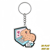 Porte-clés en acrylique Capybara mignon sur ordinateur portable, breloque technologique pour clés, sacs, sacs à dos, accessoire unique et fantaisiste