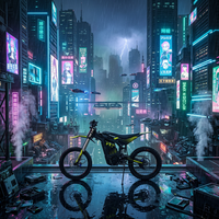 Bicicleta Eléctrica con Batería de Litio de 72V 40Ah, Celdas Samsung 21700, Alcance Máximo de 120 km, Carga Rápida de 4 Horas, 17KW, 500N.m, 95km/h, Resistente al Agua IP65