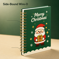 Carnet de Noël A5, 80 feuilles, 80 g/m², ligné, quadrillé, spirale, 9 motifs Père Noël, papeterie scolaire pour étudiants, vente en gros