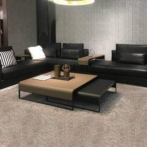 Furniture Wholesale Italian Luxury Style Iron <strong>Coffee</strong> <strong>Table</strong> Set Leather <strong>Table</strong> <strong>Top</strong> Living Room <strong>Coffee</strong> <strong>Table</strong> Can <strong>Extend</strong>