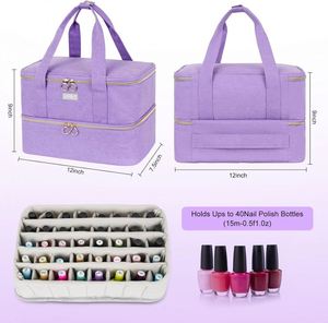 BSCI Nail Polish Carrying <b>Case</b> Bag-Holds Double-Layer Nail Polish Storage Bag Nail Dryer <b>Case</b> <b>Makeup</b> Cosmetic Bag - Product Image 1