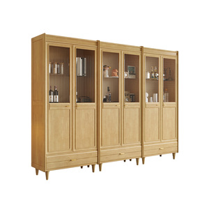 Weihang <b>Solid</b> <b>Wood</b> <b>Bookcase</b> With Glass Doors 622 Freestanding Storage <b>Bookcase</b> For Home Office Display Cabinet - Product Image 3