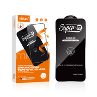 Verre trempé ultra-fin antistatique ESD à bord incurvé SUPER-D, dureté 9H, couverture intégrale pour la série iPhone 17 (vente en gros)