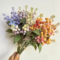 Karangan Bunga Berry Buatan, Blueberry, Buah Wattle, Buket Bunga Palsu Musim Gugur, Dekorasi Rumah Hari Valentine, Hiasan Meja