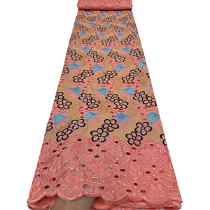 Tissu en dentelle suisse de haute qualité NI.AI, dentelle brodée florale multicolore avec strass pour robe de mariée pour femmes africaines - Product Image 3