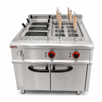 Cuiseur à pâtes électrique professionnel avec deux zones de cuisson et deux types de paniers pour la cuisson des pâtes et des pommes de terre