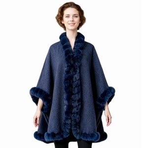 Chales de Piel Sintética de Conejo para Mujer con Ribete de Pelusa, Manga Murciélago Casual, Capa Sólida para Oficina, Trabajo, Hogar y Calle - Product Image 6