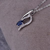 Collier de luxe couple saphir collier de fiançailles zircon charme infini femmes 925 argent collier de bijoux fins