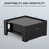 Support de Lave-linge et Sèche-linge Universel Moderne pour Hôtels, 28" en Acier Noir avec Tiroirs Manuels à Socle et Panneau Supérieur