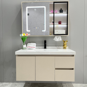 Hiện đại sang trọng đầy đủ phòng tắm Vanity Combo Chất lượng cao không thấm nước ván ép treo tường lưu trữ tủ Led Gương gốm lưu vực - Product Image 1