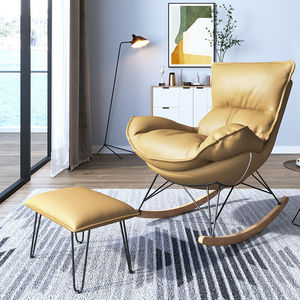 Sillón de lujo de cuero y terciopelo, sillón individual tapizado para sala de estar, oficina, hotel, ocio - Product Image 4