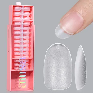 Aillsa Acrílico 240 Pcs Atacado Curto Oval Unha Dica Falso Figernails Soft Gel Nail Tip Cobertura completa Nail Dicas