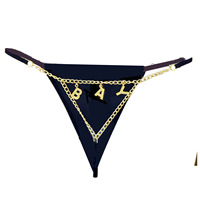 Vente en gros de culottes sexy pour femmes avec lettres en strass, chaîne dorée, string, bijoux en cristal, lingerie pour filles, prêtes à être expédiées