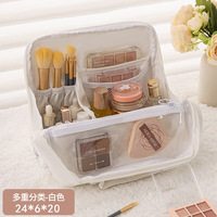 Sac de toilette vertical à fermeture éclair pour cosmétiques et maquillage, grande capacité, table de toilette, multifonctionnel, compartimenté, sac de voyage