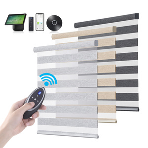 Nhà Máy Giá thông minh cơ giới cách điện Zebra rèm ánh sáng bằng chứng màn điện Shades đen được xây dựng trong cài đặt đồng bằng - Product Image 6