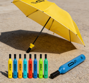 Parapluie automatique personnalisé avec logo publicitaire, portable, petit format, pliable en forme de bouteille de vin, pour la pluie et le soleil, pratique et économique - Product Image 5