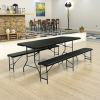 Table pliante en plastique portable rectangulaire de 6 pieds pour hôtel, jardin, cour, hôpital, banquet, mariage, vente en gros à prix abordable