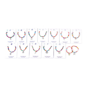 Braccialetto Elastico con Perline, Ciondolo in Acciaio Inossidabile, Gioielli con Charm Colorati Fatti a Mano, Set da 12 Pezzi - Product Image 2