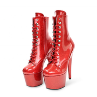 Chaussures à talons hauts sexy en dentelle pour l'automne et l'été, plateforme de 20 cm, chaussures de pole dance, talons de strip-teaseuse, bottes à lacets antidérapantes pour femmes
