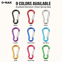 Mousqueton en alliage d'aluminium avec verrouillage à vis, anneau en D anodisé, crochet extérieur pour sac à dos, porte-clés, bouteille d'eau, 10 couleurs, personnalisable OEM